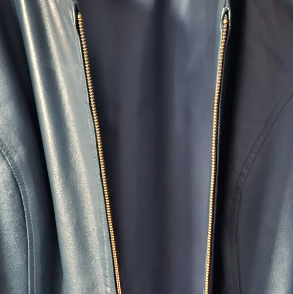 Dark Teal Genuine Leather Jacket Maggie Barnes - Picture 4 of 7